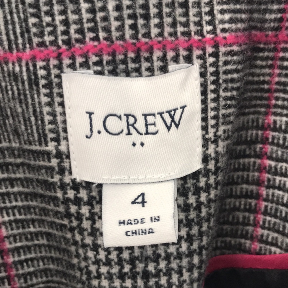 J Crew Glen Plaid Topcoat Wool Black Ivory Plum Size 4 - Picture 13 of 16